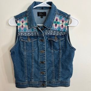 Chiqle denim architect blue Jean Aztec vest